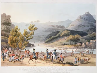 Durchquerung des Flusses Mondego, graviert von C. Turner, 21. September 1810